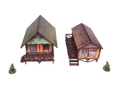 Pre-Painted WW2 Pacific Jungle Huts (2)