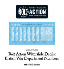 Bolt Action British War Department numbers decals