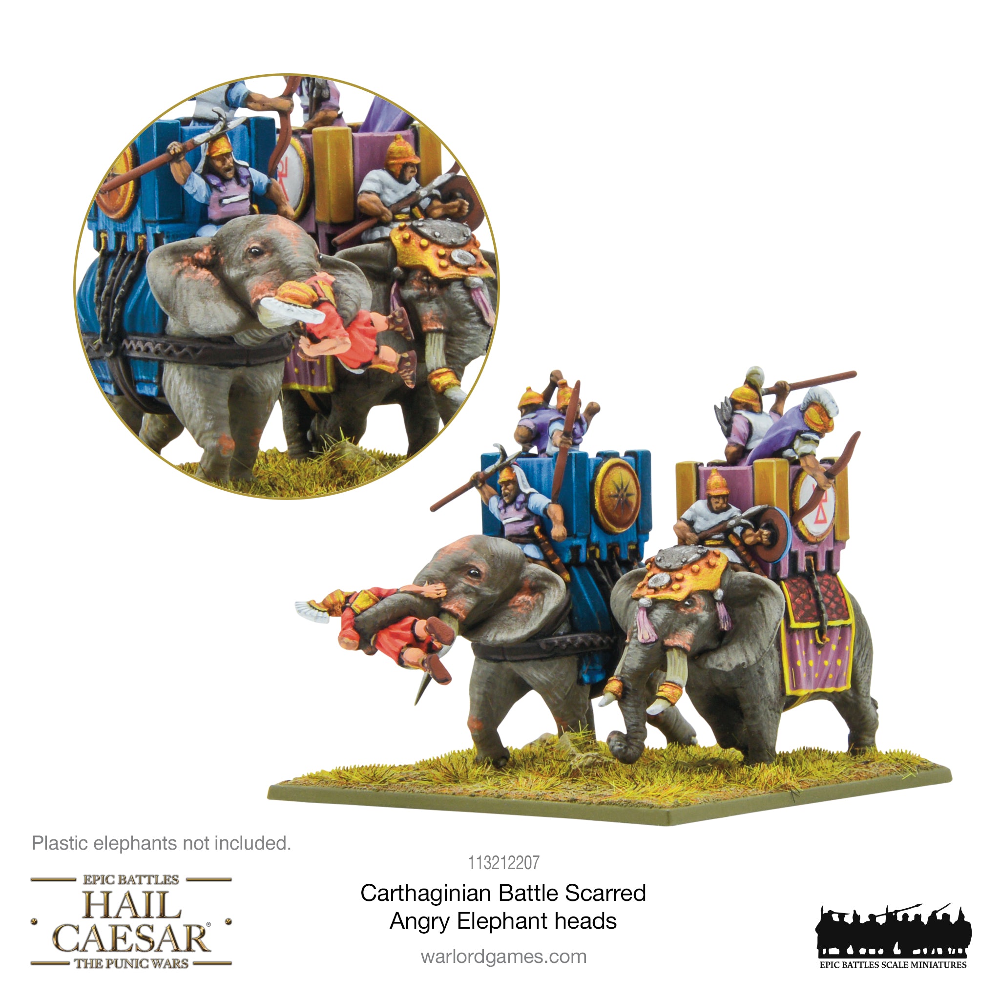 Hail Caesar Epic Battles: Carthaginian Battle Scarred Angry Elephant heads