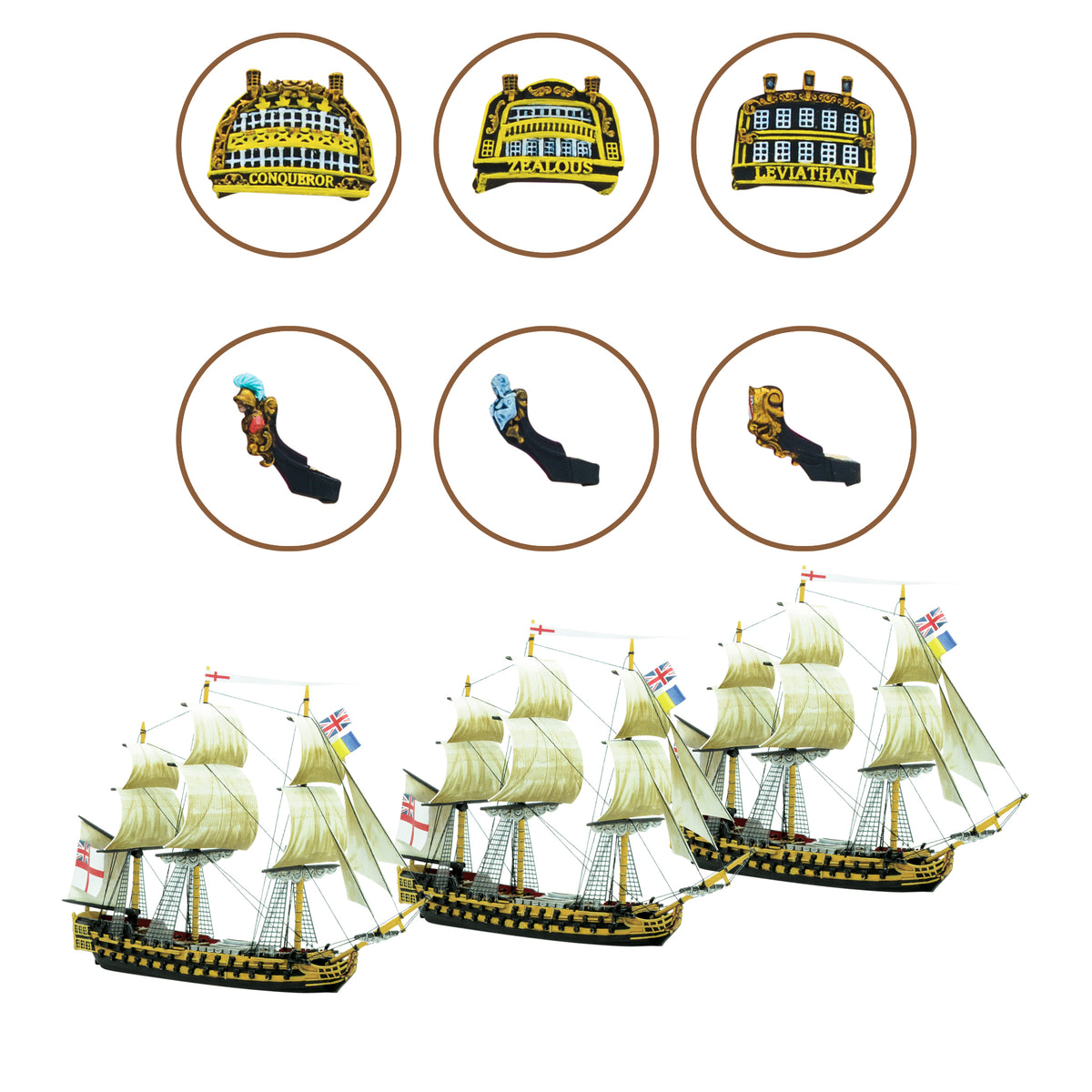 Royal Navy Vessels of Renown 03 - 3rd Rate Ships with Figure Heads & Back Plates Bundle