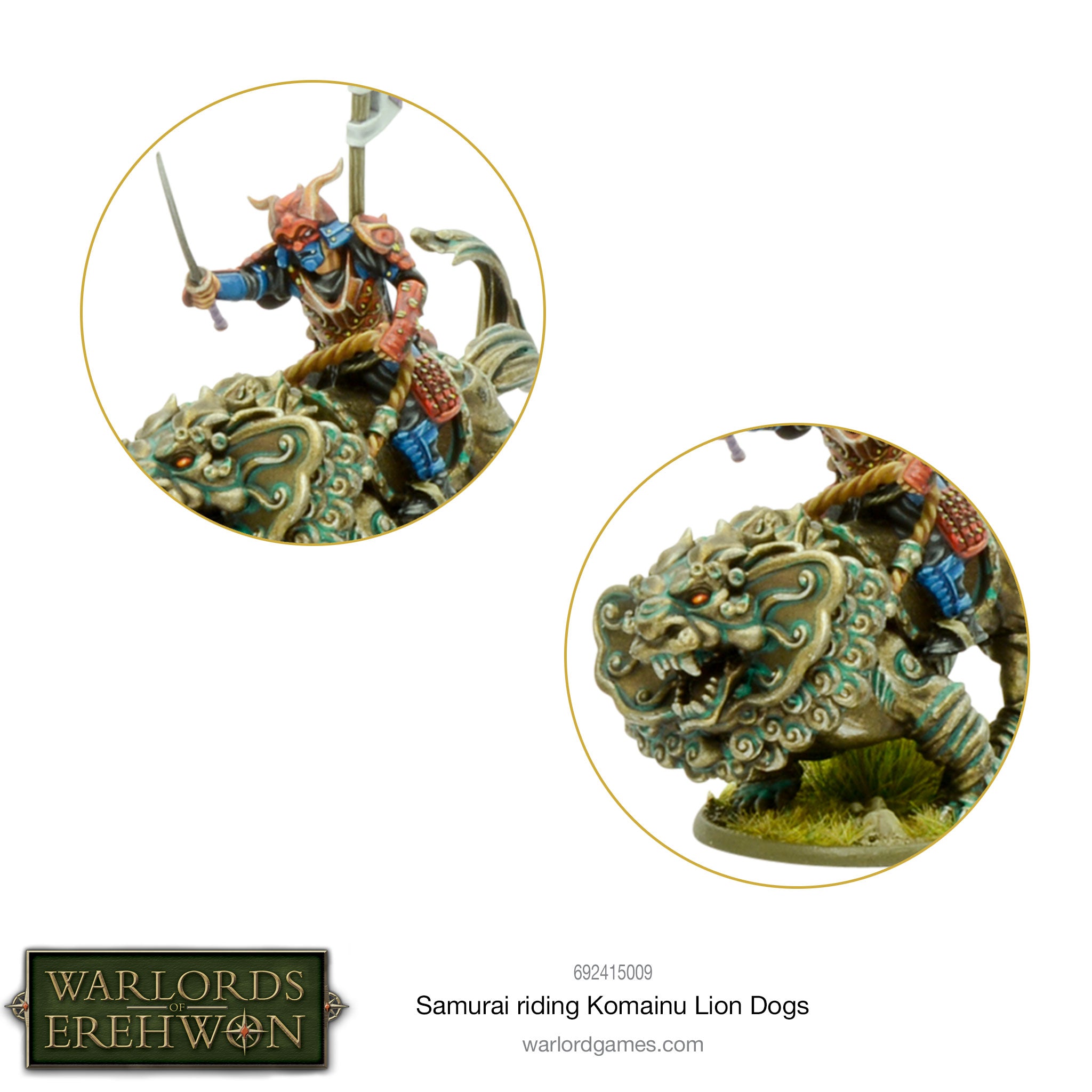 Warlords of Erehwon: Samurai riding Komainu Lion Dogs