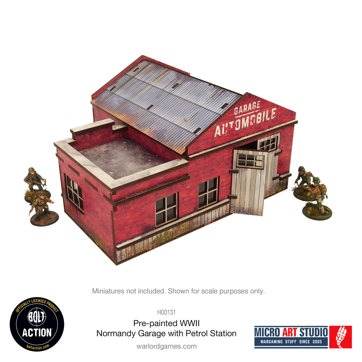 Pre-painted WW2 Normandy Garage with Petrol Station