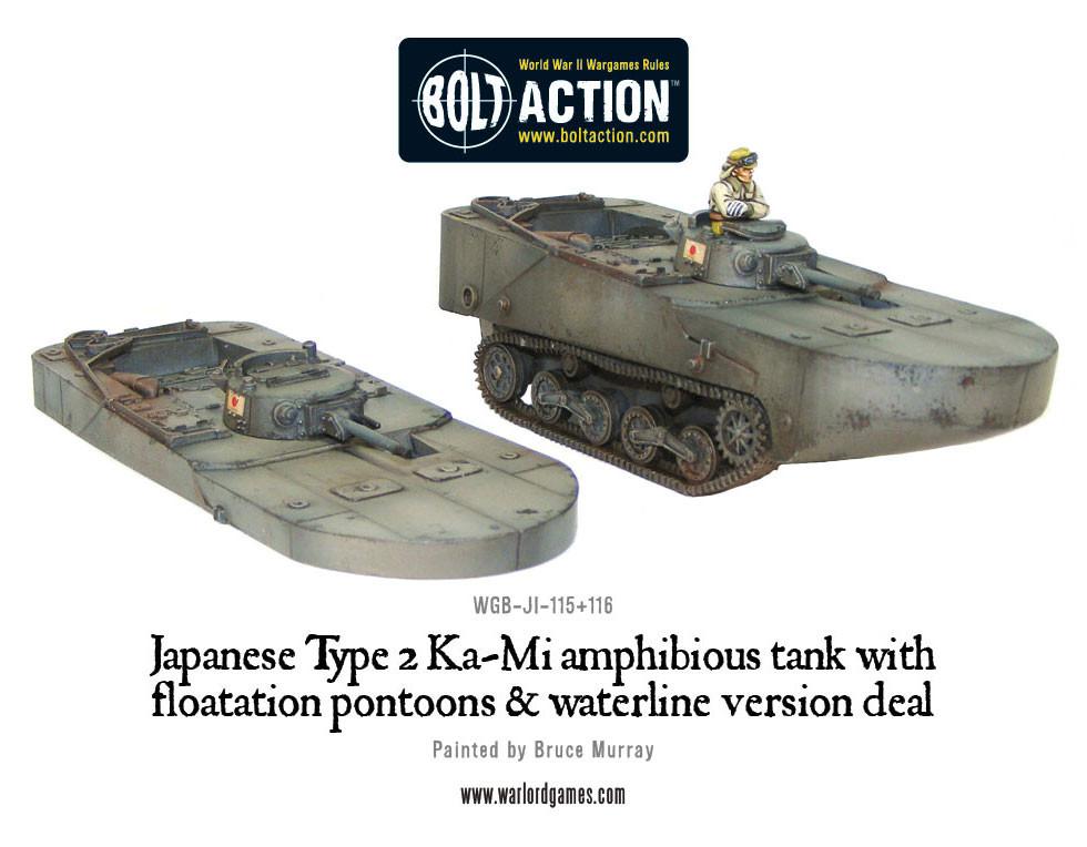 Japanese Type 2 Ka-Mi amphibious tank with floatation pontoons & waterline version deal